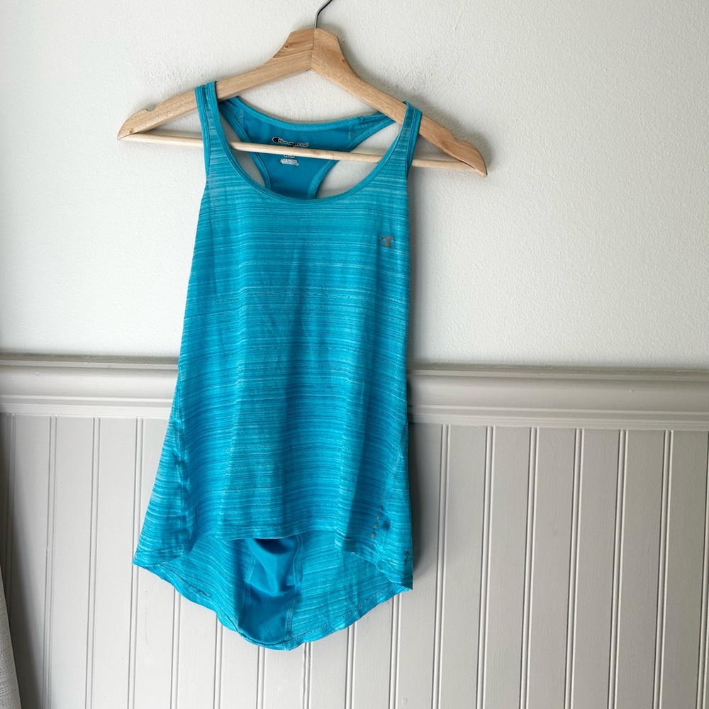 Champion Workout Small Turquoise Striped Racerback Tank Top